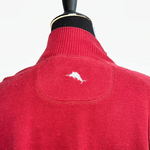 Deep Red Tommy Bahama Quarter-Zip Sweater size large - Picture 5 of 7